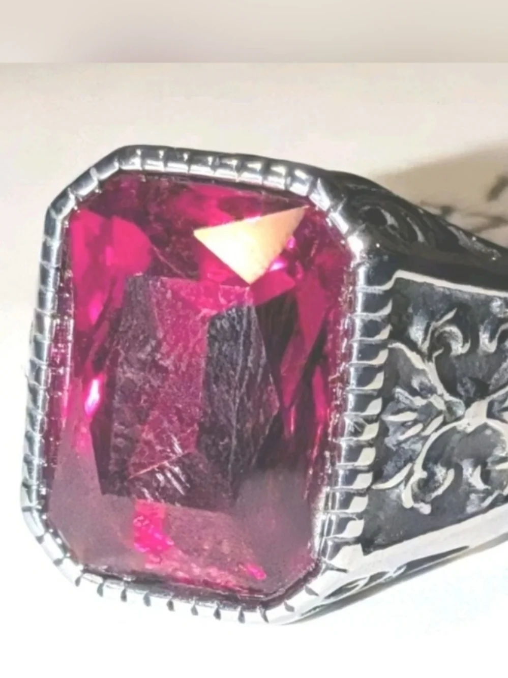 Retro Viking 5ct Lab Created Ruby Gemstone Mens Ring 14k Silver Plated Sz 11